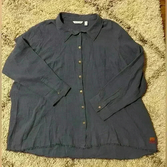 Peace Love World Bonus 100% cotton button up shirt size 2X (S114) - Picture 10 of 13